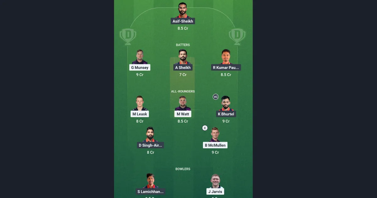 SCO vs NEP Dream11 Prediction Team 1