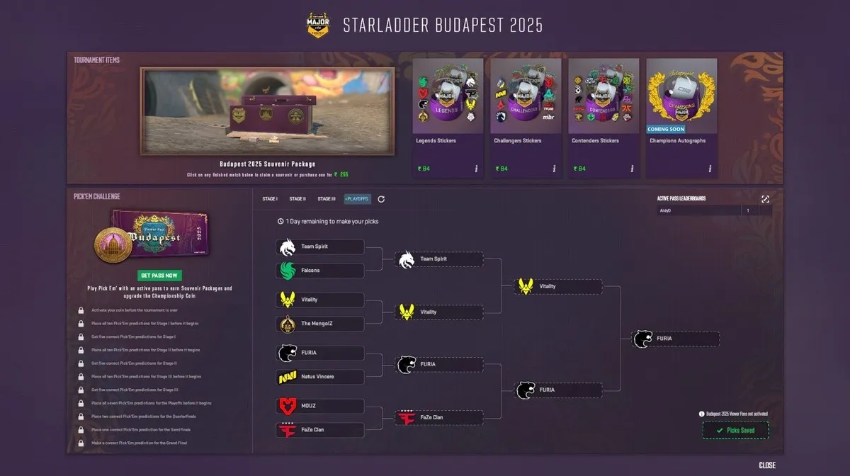 CS2 Budapest Major 2025 Playoffs Pickems