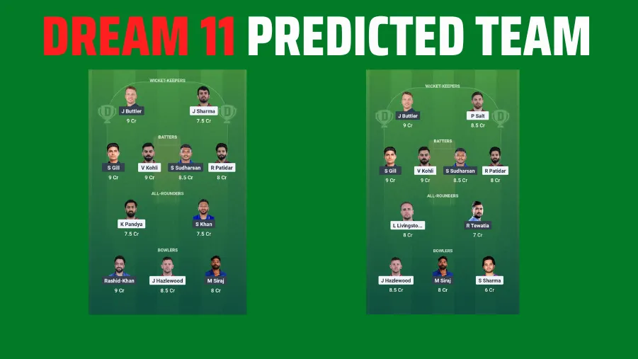 RCB vs GT Dream11 Prediction Team
