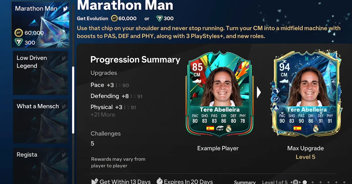 All upgrades and challenges for FC 25 Marathon Man Evolution All upgrades and challenges for FC 25 Marathon Man Evolution