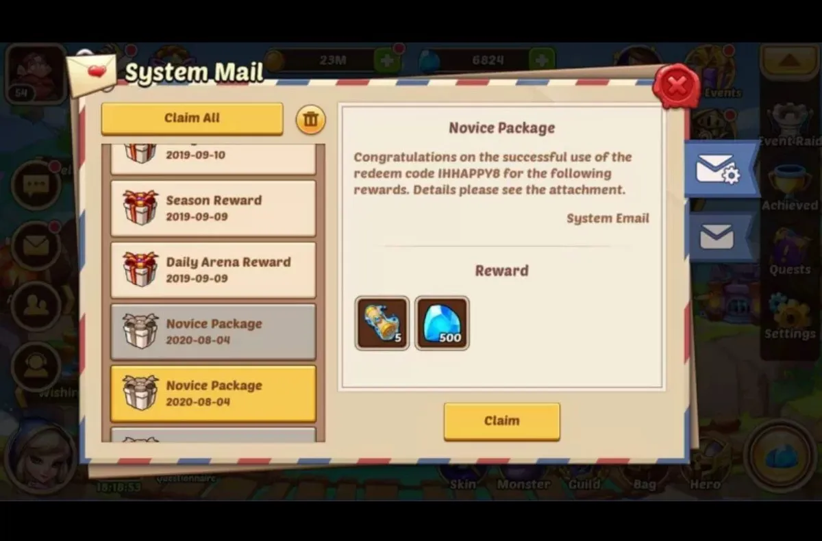 Redeem Codes in Idle Heroes