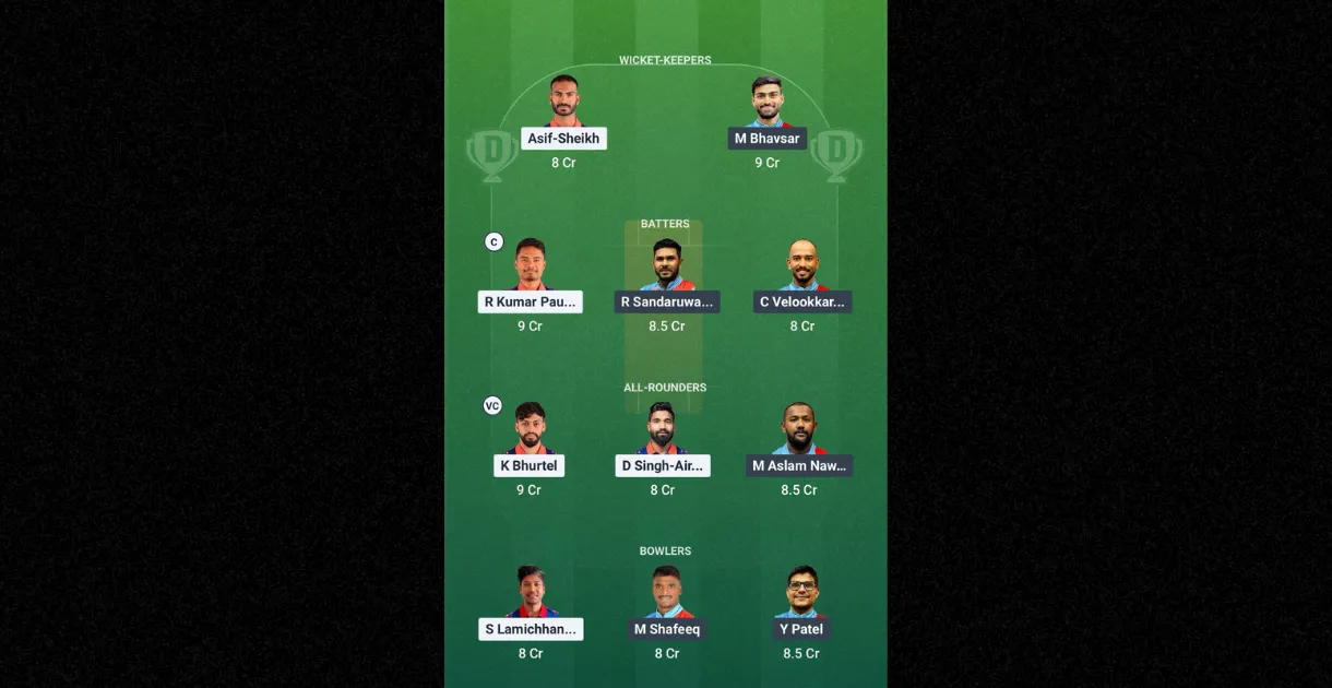 NEP vs KUW Dream11 Prediction Team 2 (Image Credit: Dream11 app)