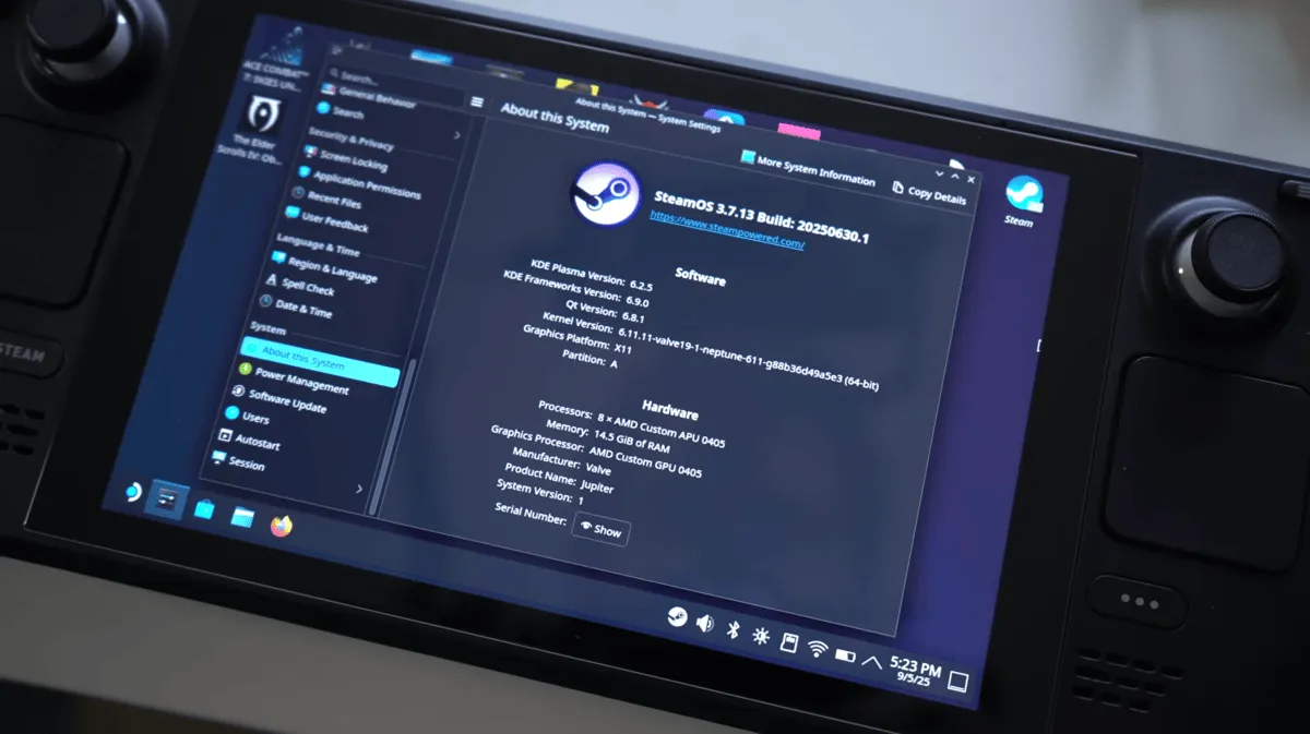 SteamOS specifications on Steam Deck