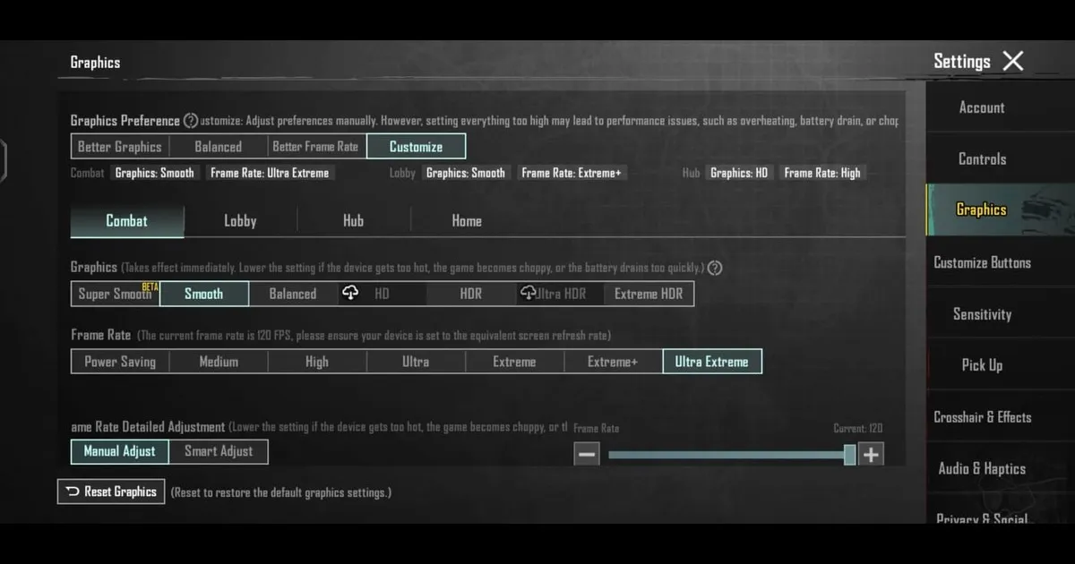 BGMI 120 FPS Display