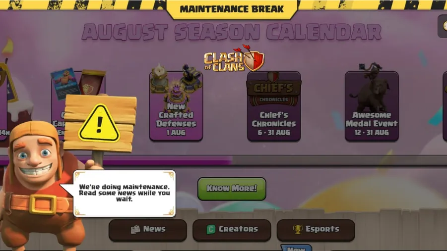 Clash of Clans Maintenance Break Today (August 06): Card Collection Fixes Arriving Today