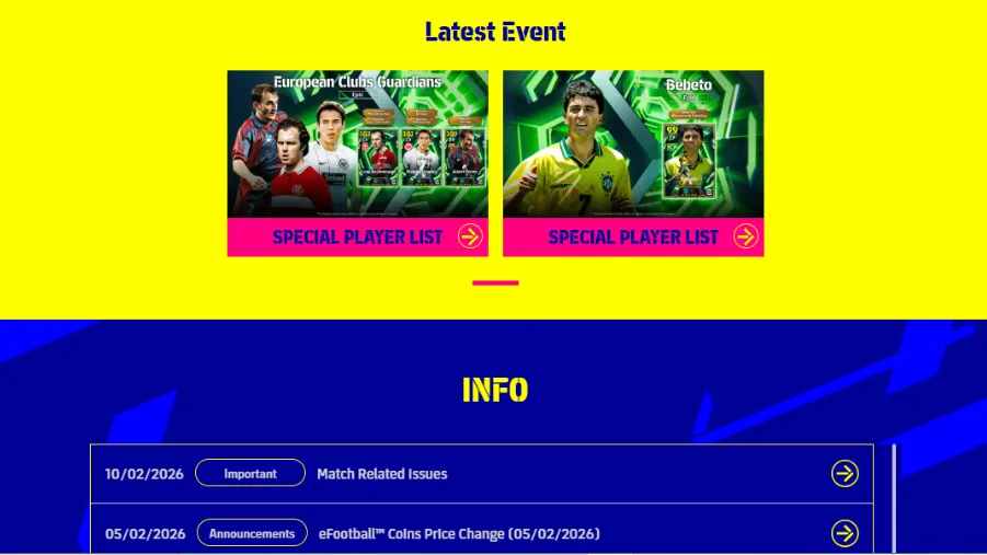 eFootball Website