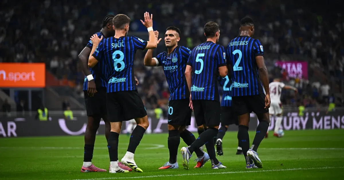 Inter Milan players celebrating their goal against Torino