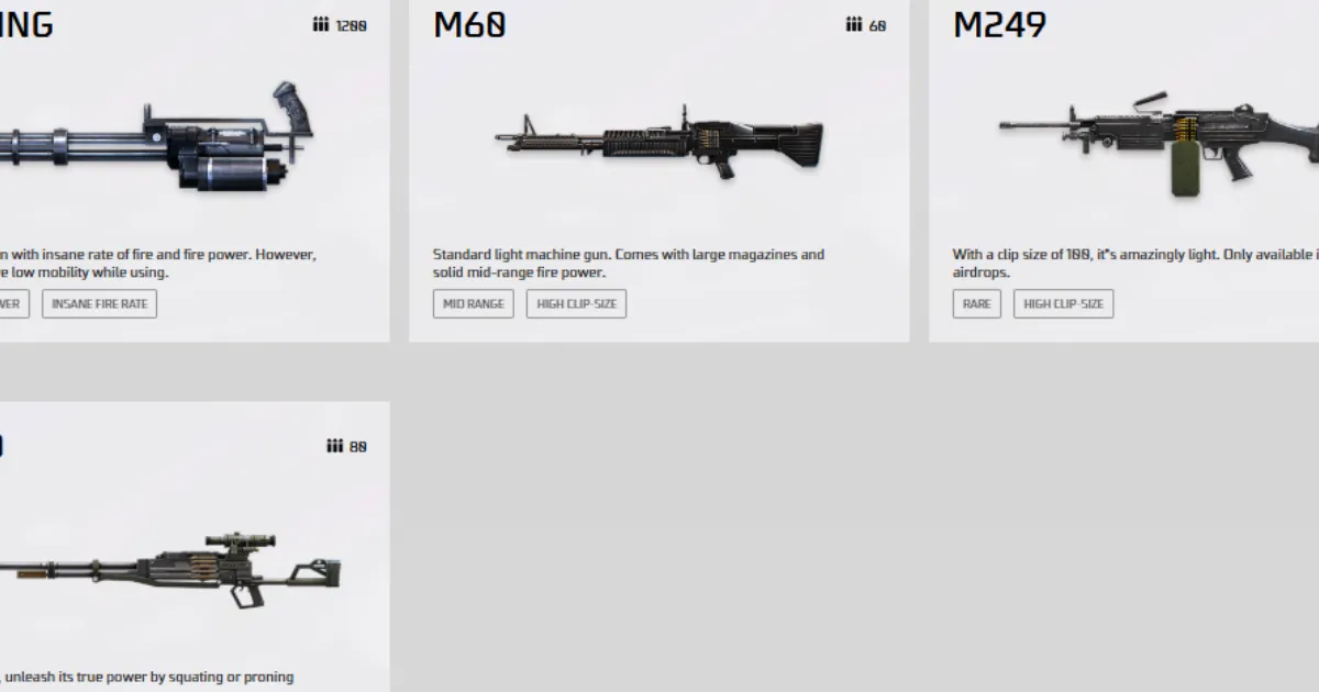 Light Machine Guns (LMG) in Free Fire
