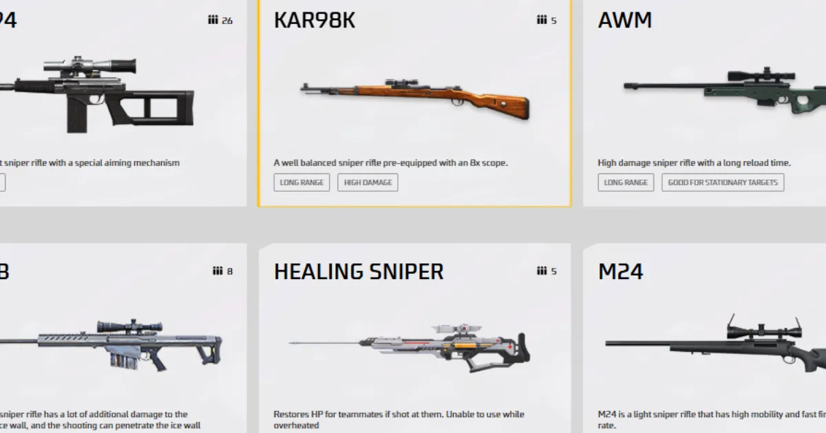 Sniper Rifles in Free Fire