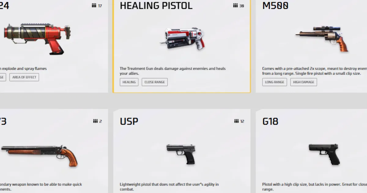 Pistols in Free Fire