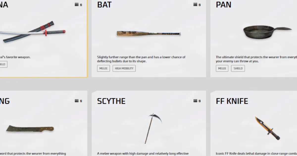 Melee Weapons in Free Fire